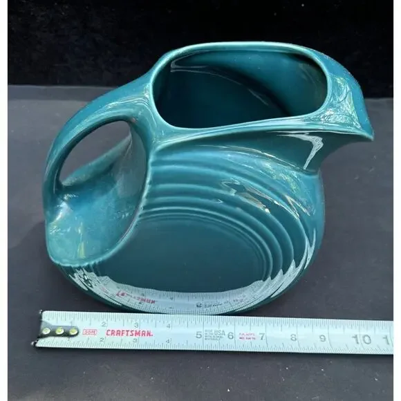Large Vintage 8” Tall Disk PITCHER turquoise blue FIESTA WARE Fiesta Excellent!